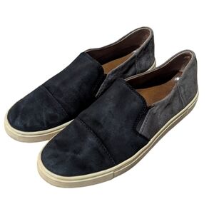 Frye Gemma Cap Black Gray Suede Slip On Sneakers size 7
